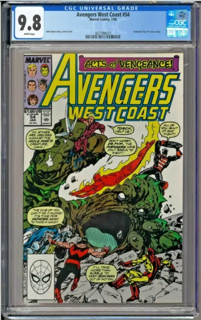 Avengers West Coast #54 CGC 9.8 White Fantastic Four Cover Swipe #1