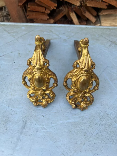 Pair Of antique French Gilt brass curtain tie backs