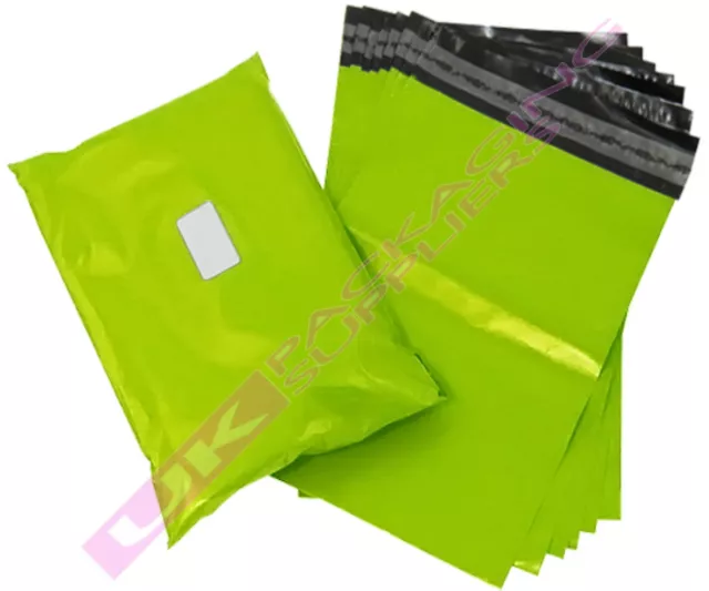 500 SMALL 10x14" NEON LIME GREEN PLASTIC MAILING PACKAGING BAGS 60mu PEEL+ SEAL