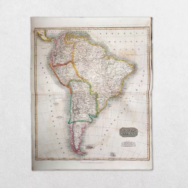 Antique 19Th Century World Atlas Map John Thomson 1814 South America