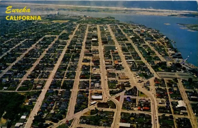 Vintage EUREKA California POSTCARD Aerial View Chrome CA