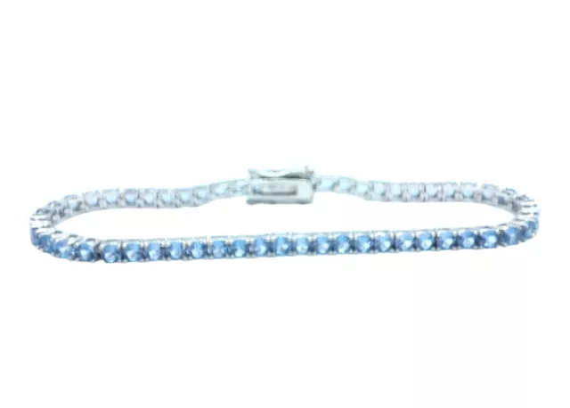 BRACCIALE TENNIS   ARGENTO 925   ZIRCONI Azzurri Celeste. Tennis Uomo Donna