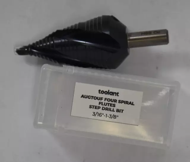 Toolant Step Drill Bit Four Spiral Flute Cobalt 3/16" To 1-3/8" AU0580004