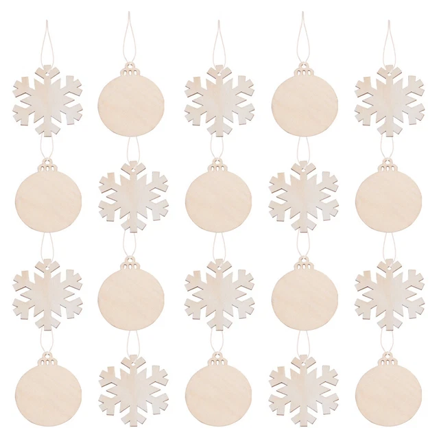 40 Pcs M Log Christmas Ball Slices Tree Hanging Tags Wooden Decoration