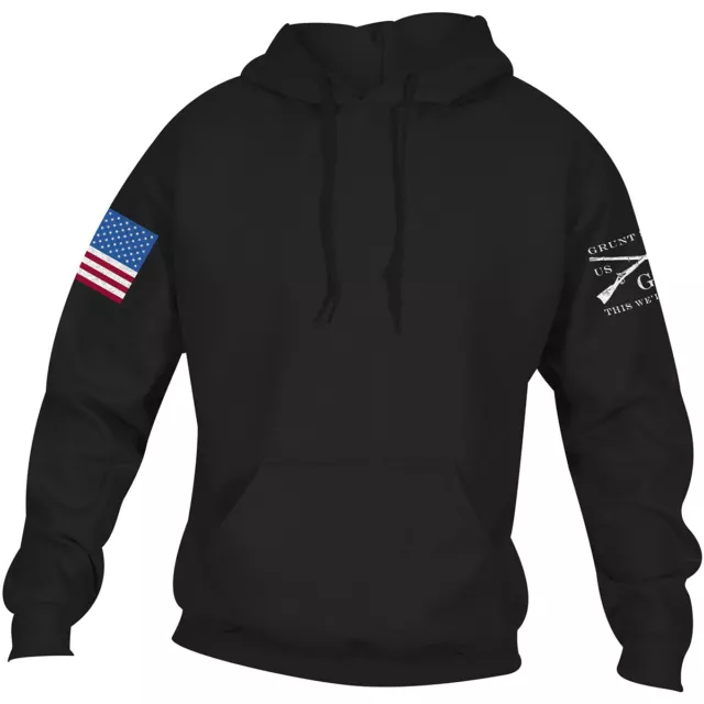 Grunt Style Full Color Flag Basic Pullover Hoodie - Black