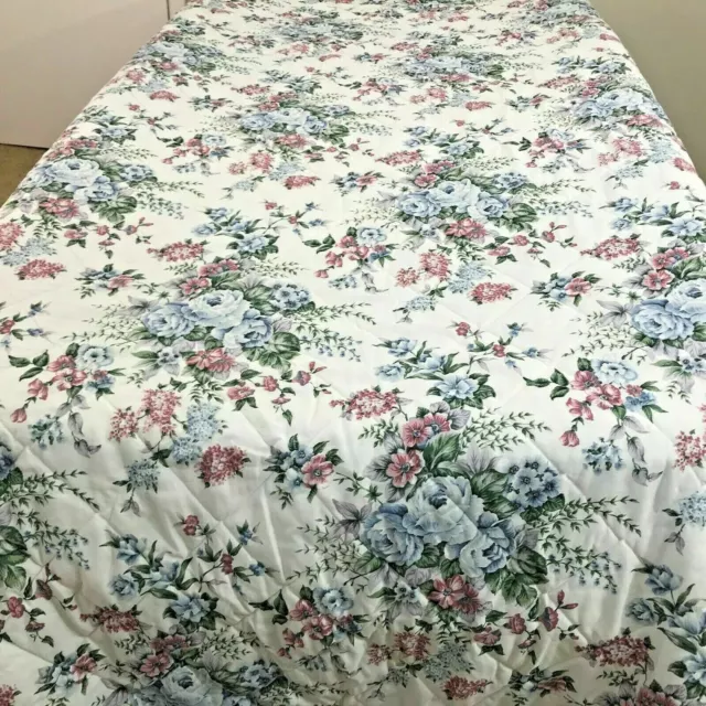 Floral Bedspread Rose Bouquet Blanket Cover JCPenny Bedding Lace USA 87" X 104"