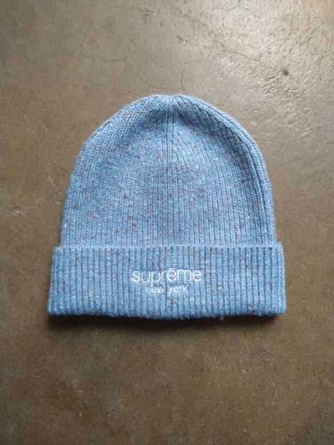 Supreme Rainbow Speckle Beanie FW21 Blue Knit Hat Cap Logo Acrylic Wool