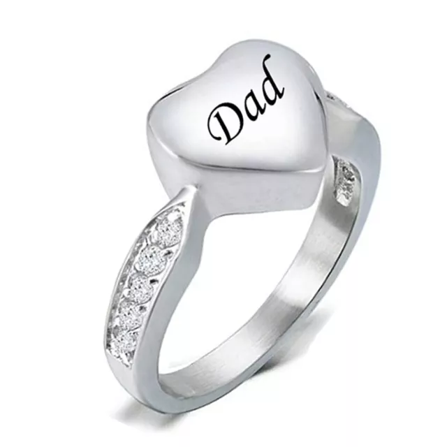 Dad Cremation Ashes Ring Urn White Stones Memorial Keepsake Funeral Jewelry