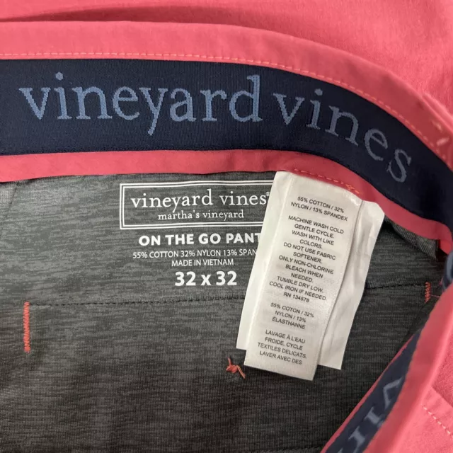 Neuf 32x32 Hommes Vineyard Vines Performance On-The-Go 5 Poche Pantalon Sky Red 3