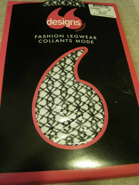 RARE Pantyhose WONDERBRA DESIGNS Black Size B NETTED NIP Vintage