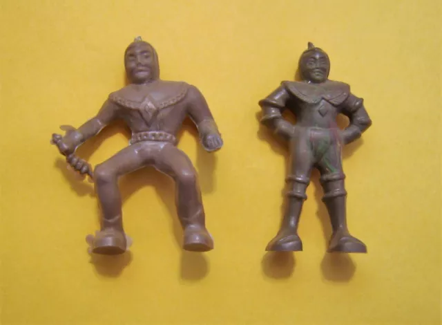 TWO Vintage 1950s CAPTAIN VIDEO Post Cereal Premium Figures Brownish-Grey
