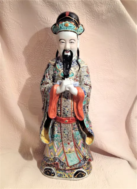 Chinese Republic Period 24"  Mandarin Statue FuJian HuiGuan  福建會舘 Porcelain