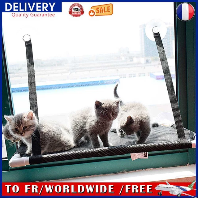 Hanging Cat Sleeping Bed Nesk Breathable Bearing 10kg Window Hammock (Black)