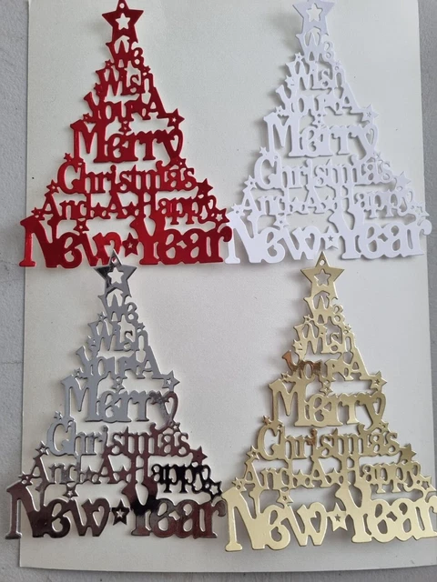 4 große Frohe Weihnachten Happy New Year Bäume Handwerk Stanzen Kartenaufleger (Set 1)
