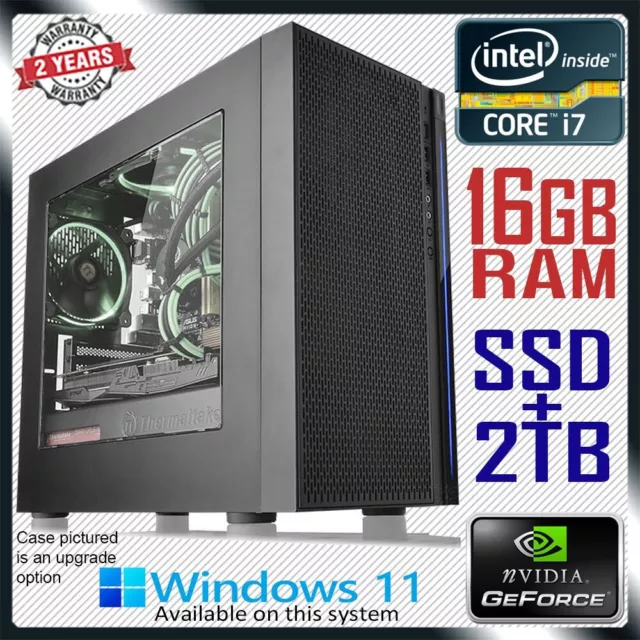 Intel Core i7 Gaming PC nVidia GeForce Computer 16GB RAM SSD+2TB Desktop System