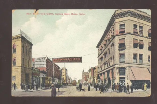 Boise Idaho Downtown Main Street Scene Stores 1909 Vintage Postcard