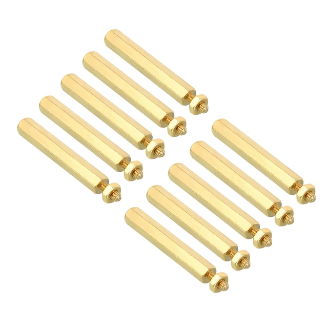 30mm+6mm M2.5 Standoff Screws 80 Pack Brass Hex PCB Standoffs Nuts Gold Tone