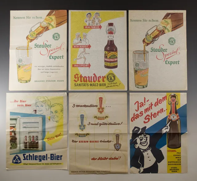 Einwickelpapier - 3 x STAUDER + 1 x SCHLEGEL + 2 x STERN BIER - um 1955