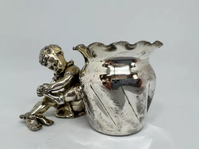 Antique Derby Silver Plate-Sitting Young Woman-Tooth Pick/Match Holder