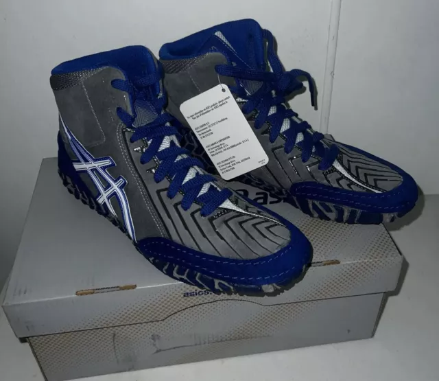 ASICS Aggressor 3 Men’s Size 7 Wrestling Shoes Blue Grey J601Y