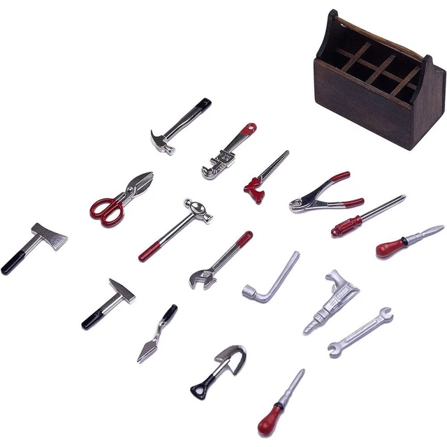 WITH TOOLBOX MINIATURE Tool Model Set Dollhouse Accessories Pretend