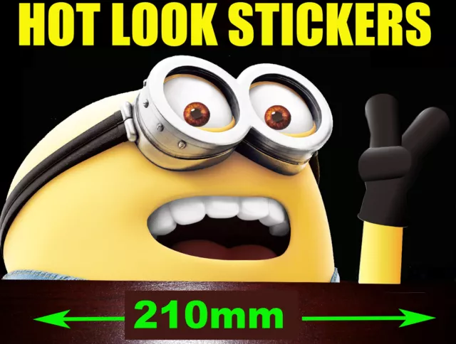 PEEPING MINION Vinyl Sticker Decal Despicable Me Family Car Truck Window Wall