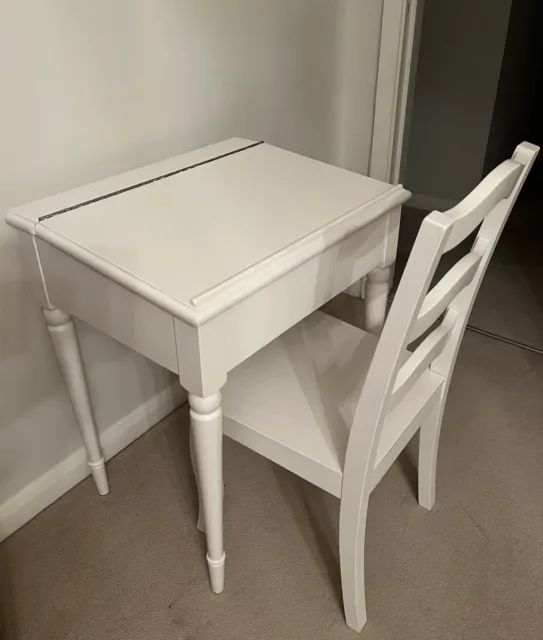 Solid Wood White Desk And Chair