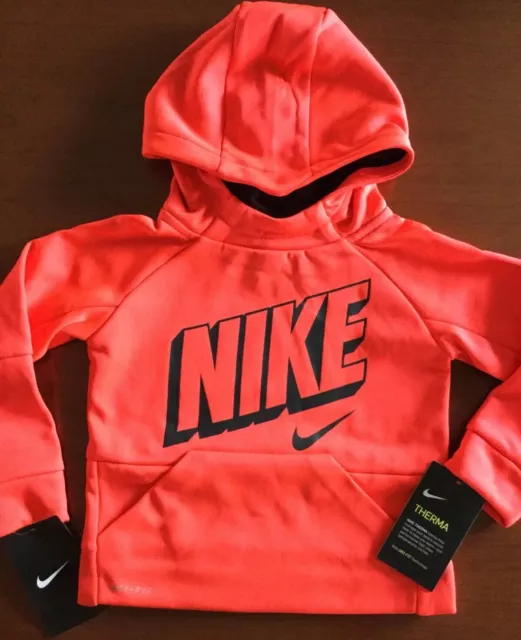 Nwt Nike Boys Orange Therma Dri-Fit Pullover Hoodie ~ Size 2T ~ Msrp $38.00