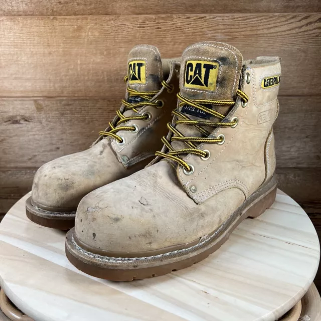 Caterpillar CAT Second Shift Steel Toe Work Boot Mens 9 Tan/Brown Leather