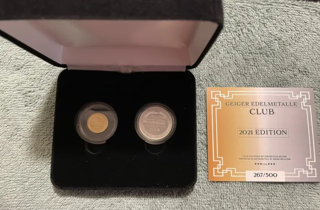 Low Mintage , 1 GOLD & 1 SILVER GEIGER EDELMETALLE CLUB Coin’s , Box/COA