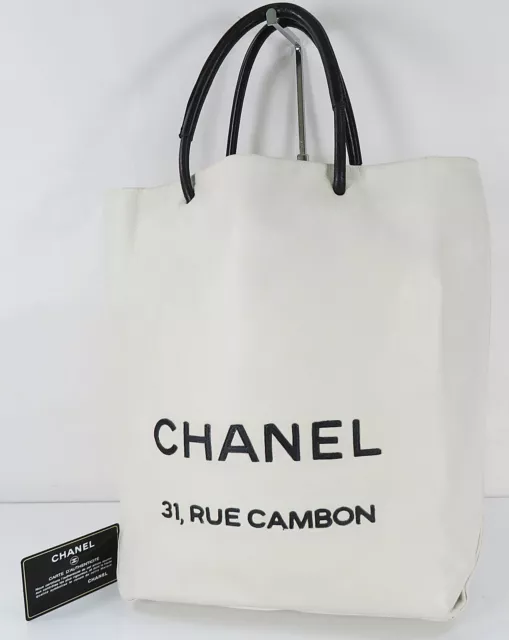 AUTH CHANEL BLACK Coco 31 Rue Cambon Canvas Shoulder Tote Bag