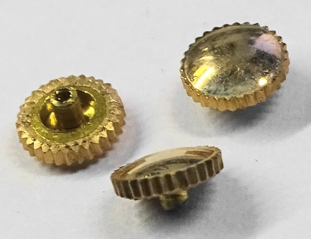 Couronne De Remontoir LIP Dorée Jaune - Diamètre 4,5 Mm, Tige 0,9 Mm, épaisseur 2,2 Mm