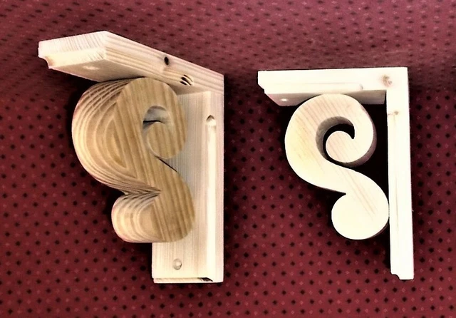 ONE PAIR (2) Small Wood Corbels Shelf Support Brackets (#3105R)