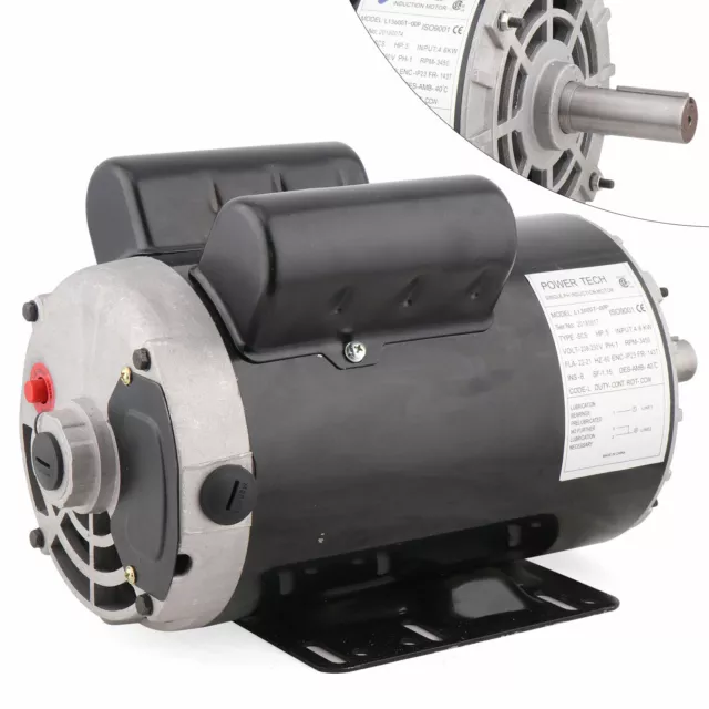 5 HP Air Compressor Electric Motor 3450RPM Single Phase 7/8" Shaft Heavy Duty