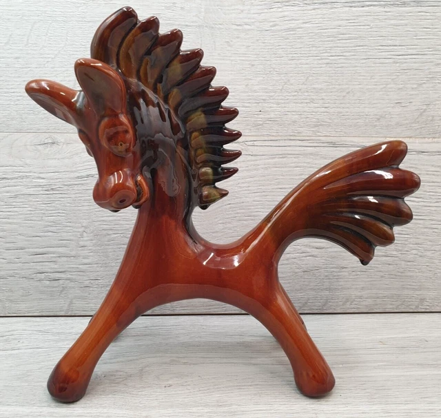 Vintage Ceramic Clay Figurines Horse Vasylkiv Majolica USSR 1960