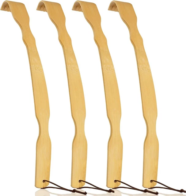 Renook 4 Pack Bamboo Back Scratcher(17'') - Thicken Long Curved Color