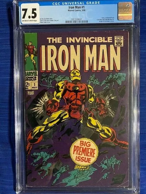 IRON MAN #1 CGC 7.5 VF- Very Fine 1968 1st Issue of Series & Origin Retold KEY!