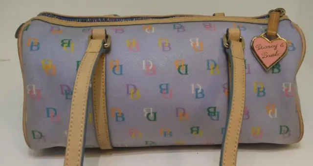 Dooney & Bourke Blue Signature Rainbow Monogram Barrel Shoulder Handbag Purse