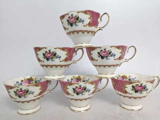 Vintage 1940s Royal Albert Lady Carlyle Bone China Tea Cups 7 x 11cm