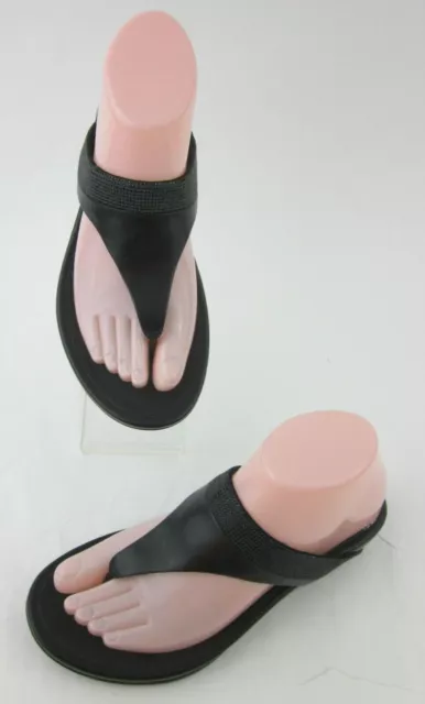 FF2 By FitFlop Banda Micro Crystal Toe Post Sandals Black EU 38 Fits US 6.5