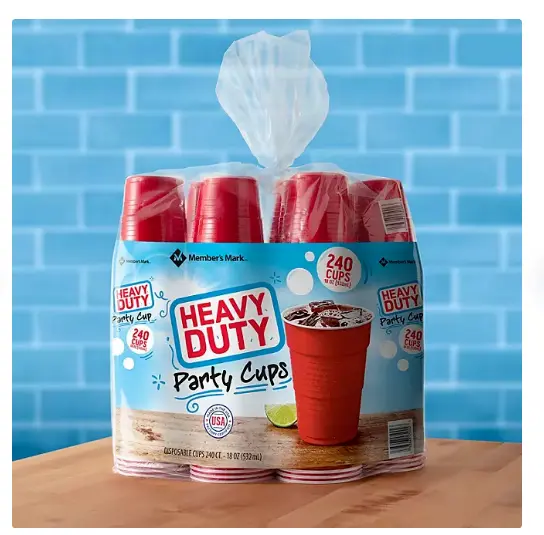 Restaurant Heavy-Duty Red Cups [18 oz. 240 ct]. Party Cups Plastic