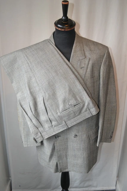 Abito doppio petto vintage grigio Burton lana a scacchi taglia L 42 W 34 L28 revival