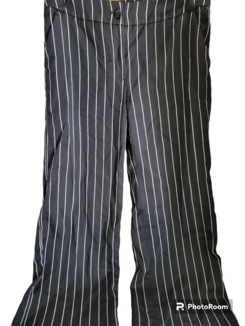 Armani Collezioni Black Pinstripe Pants Womens 8 Flare Leg
