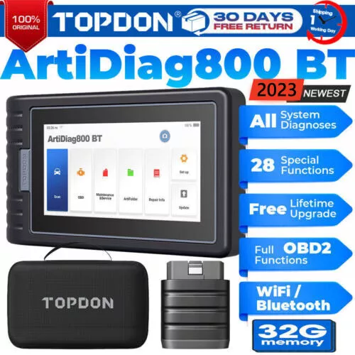 TOPDON ArtiDiag800 BT Outil Diagnostic Voiture pour Systèmes Complets,  Valise Diagnostic Auto OBD2 Bluetooth avec 28 Fonctions de  Réinitialisation