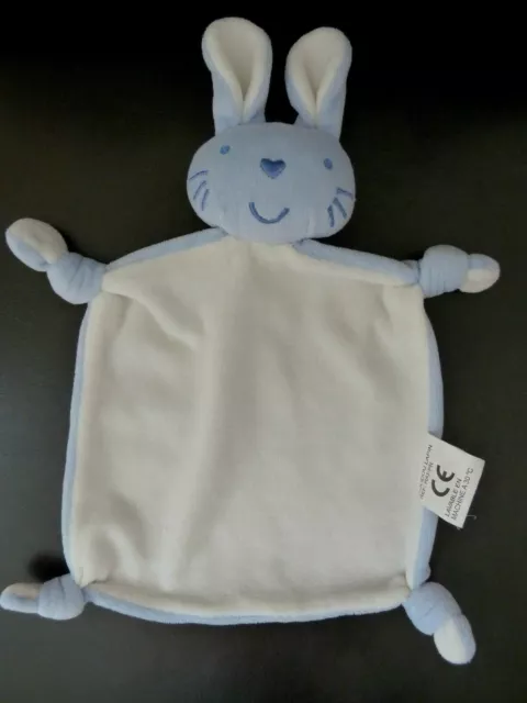 9. Doudou Plat Provera Influx Auchan Lapin Bleu Et Blanc 4 Nouettes - Etat Neuf