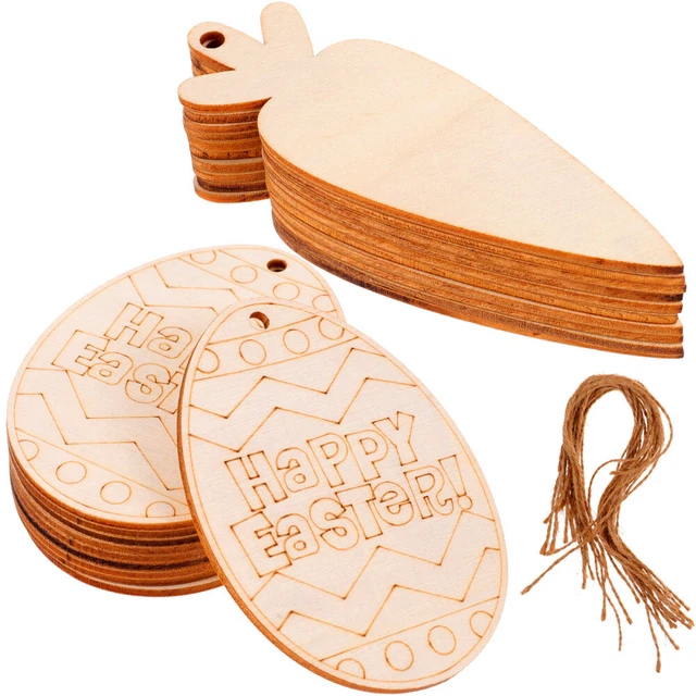 20 piezas astillas de madera de Pascua recortes de madera de huevo sin terminar en forma de zanahoria rodajas de madera