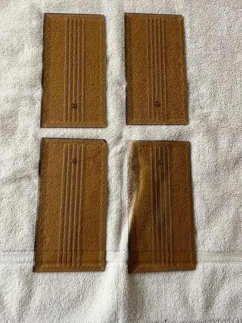 Lot of 4 Unique Rose color vintage Beveled Etched Glass 4x7.75 Door Push Plates