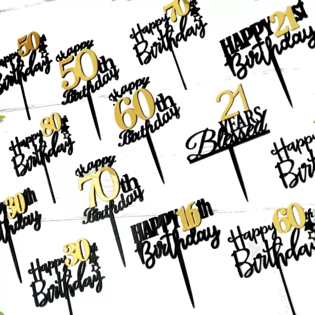 16th 18th 21st 40th 50th 60th 70th 80th Happy Birthday Cake Toppers AU STOCK 2