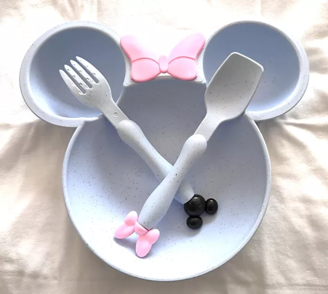 Ensemble vaisselle bébé 3 pièces assiette et couverts - forme Mickey