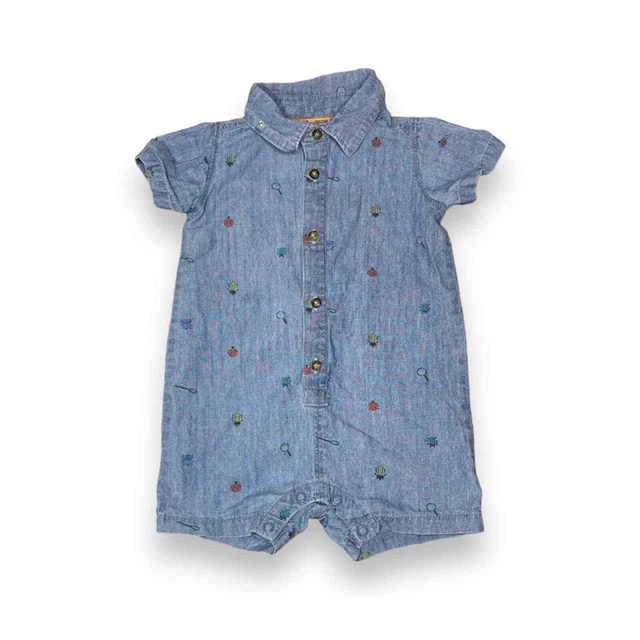Carter’s | Baby Boy’s Blue Chambray Button Insect Romper